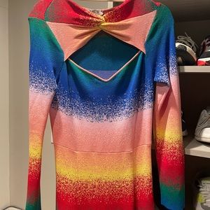 Amur Rainbow Twist Neck Knit Dress - size large